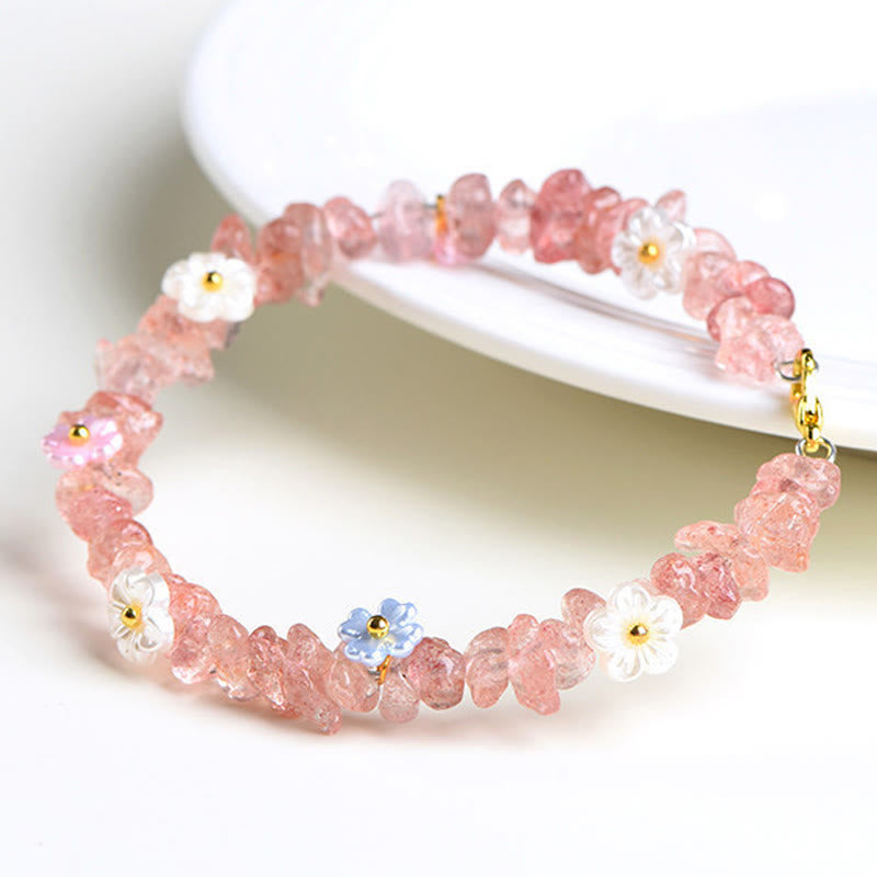 Buddha Stones Natural Aquamarine Peridot Strawberry Quartz Various Crystals Serenity Bracelet - image 38