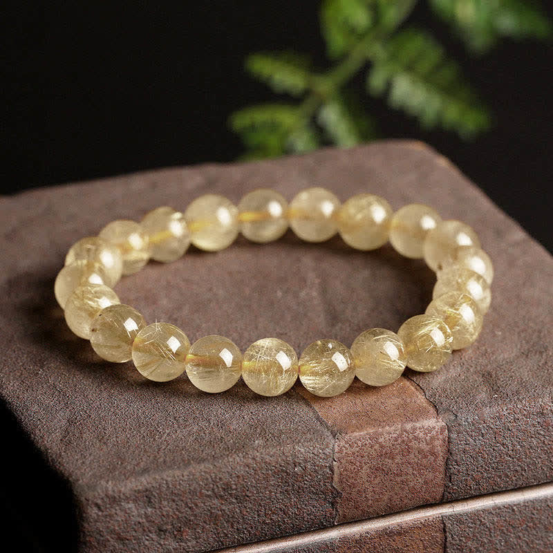 Buddha Stones Natural Golden Rutilated Quartz Auspiciousness Protection Bracelet - image 6