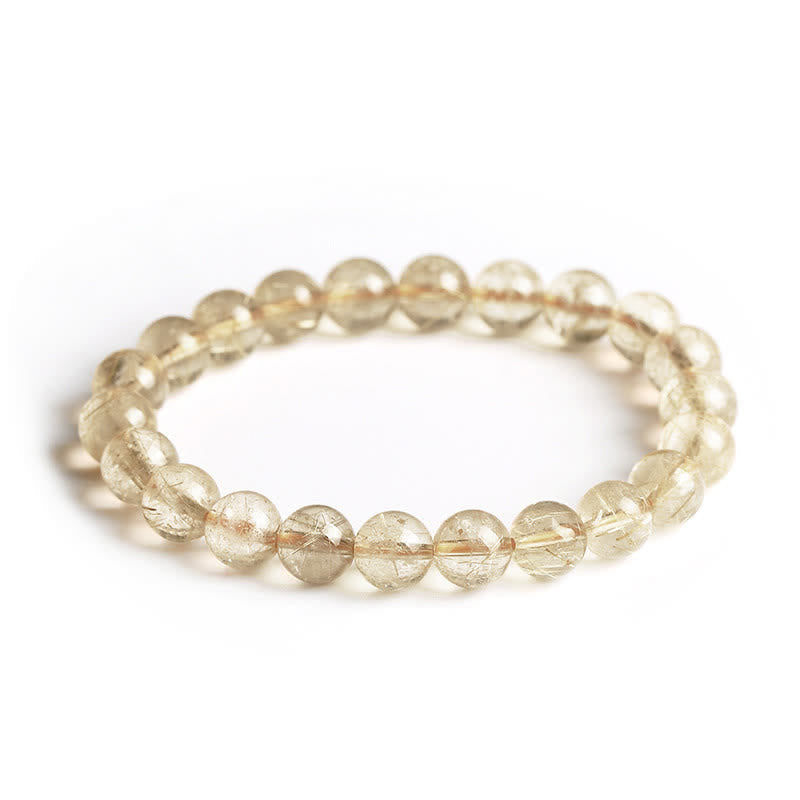 Buddha Stones Natural Golden Rutilated Quartz Auspiciousness Protection Bracelet - image 9