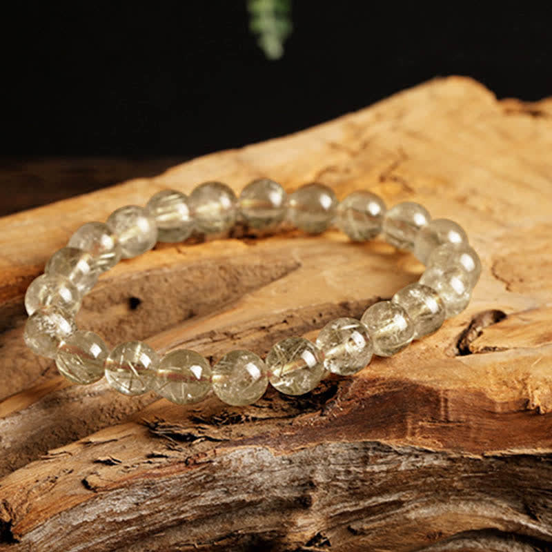 Buddha Stones Natural Golden Rutilated Quartz Auspiciousness Protection Bracelet - image 3