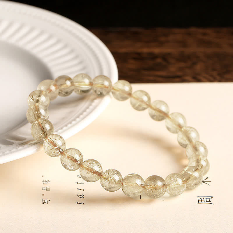 Buddha Stones Natural Golden Rutilated Quartz Auspiciousness Protection Bracelet - image 2