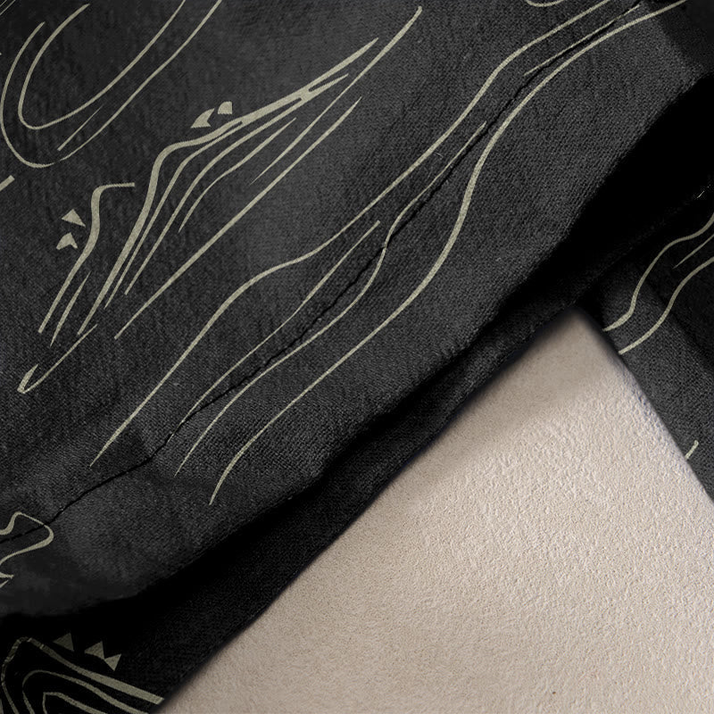 Buddha Stones Cotton Casual Mountain Moon Auspicious Clouds Pattern Women's Elastic Waist Pants With Pockets - image 2