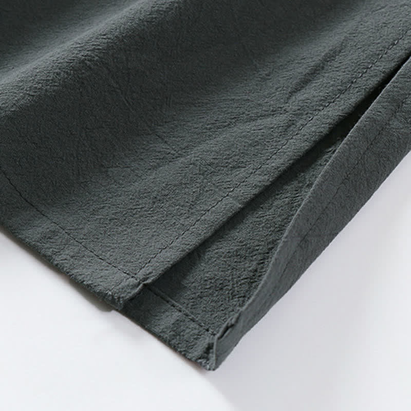 Buddha Stones Spring Pure Color Open Front Design Men's Cotton Linen Sleeveless Kimono - image 7