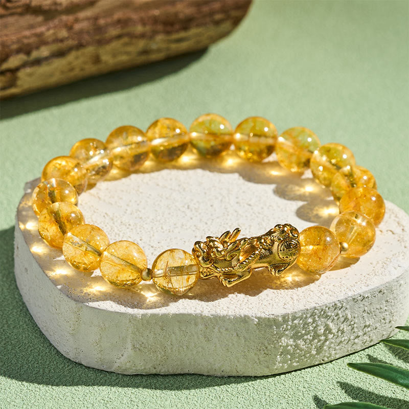 Buddha Stones Natural Citrine PiXiu Prosperity Protection Bracelet - Citrine(Wrist Circumference 14-16cm) - image 0