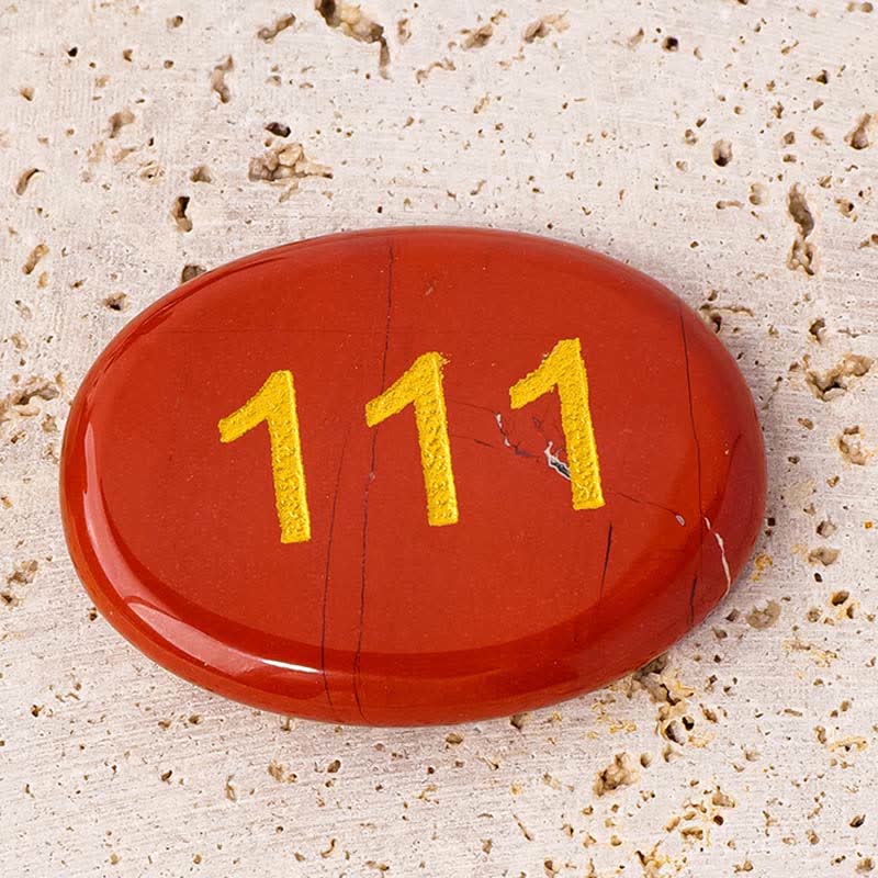 Buddha Stones Angel Numbers White Crystal Red Jasper Dalmatian Jasper Pink Crystal Green Aventurine Meditation Decoration - 111 Angel Number&Red Jasper 4.5*3.5*0.7cm - image 4