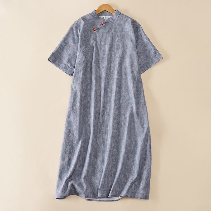 Buddha Stones Summer Crew Neck Plain Short Sleeve Below Knee Dress - DarkGray - US14,UK/AU18,EU46 (2XL) - image 6