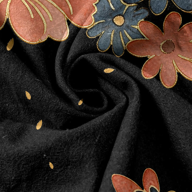 Buddha Stones Pure Cotton Cat Butterfly Pink Blossom Pattern Women's Elastic Waist Pants With Pockets - image 3