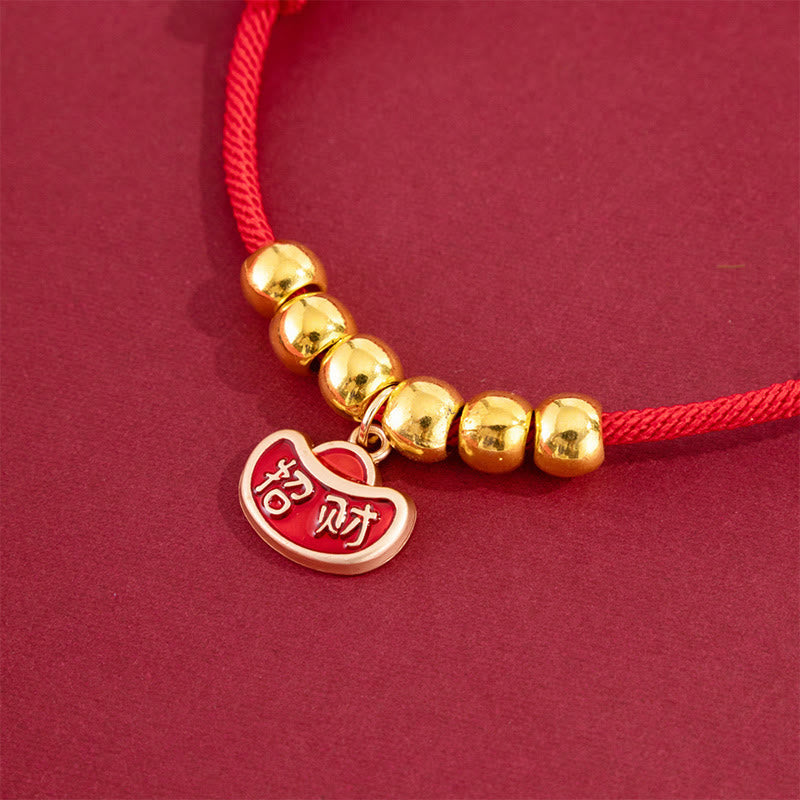 Buddha Stones Red String Bead Yuanbao Fu Character Protection Adjustable Cats Dogs Pet Collar - image 8