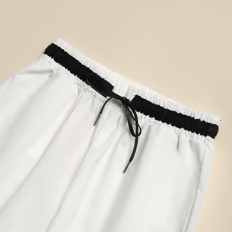 Buddha Stones Commute Drawstring Cotton Cropped Women's Wide Leg Pants With Pockets - image 2