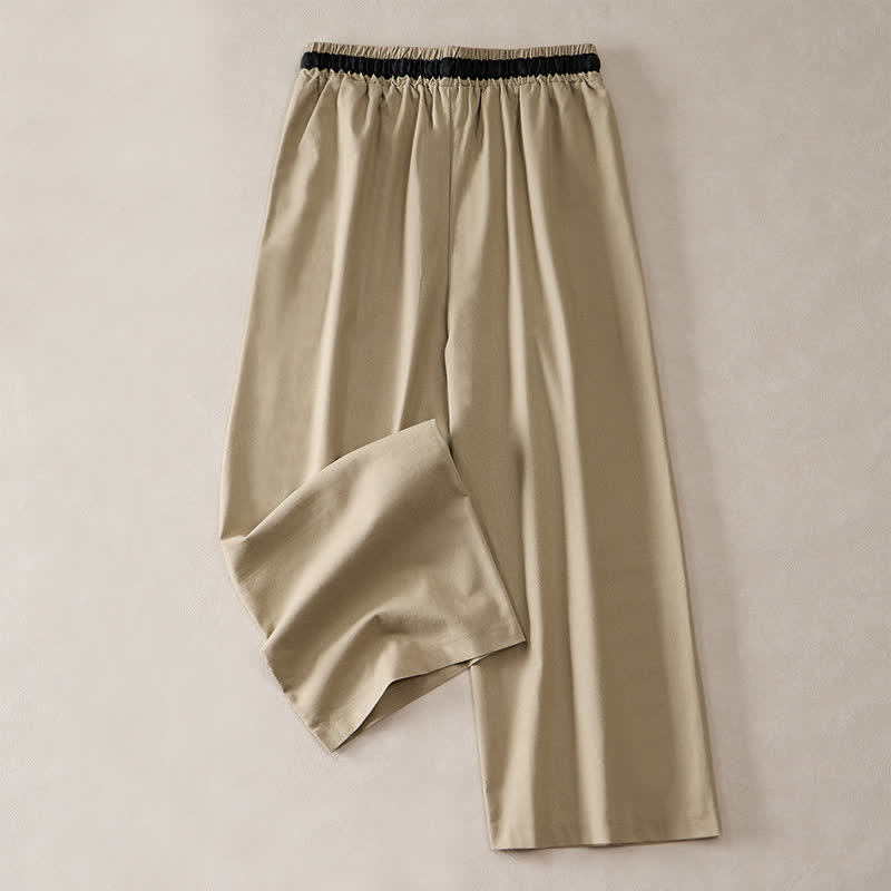 Buddha Stones Commute Drawstring Cotton Cropped Women's Wide Leg Pants With Pockets - image 9