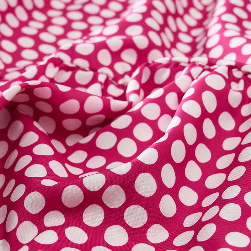 Buddha Stones Summer Elegant Polka Dot A Line Ruffle Hem Short Sleeve Knee Length Dress - image 17
