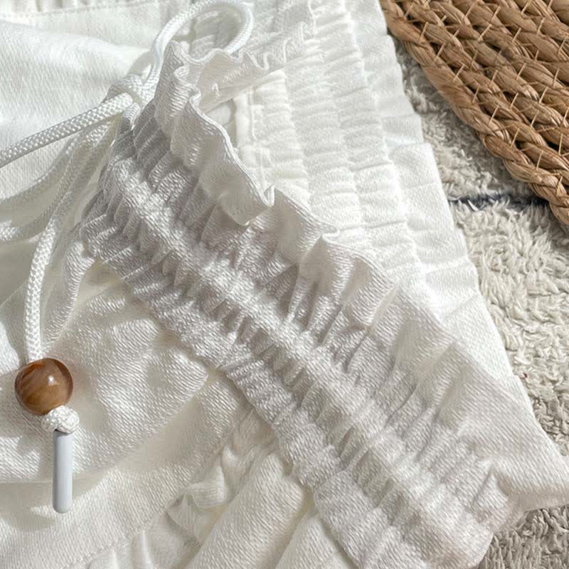 Buddha Stones Summer Drawstring Ruffle Elastic Waist Women's Shorts With Pockets - image 19