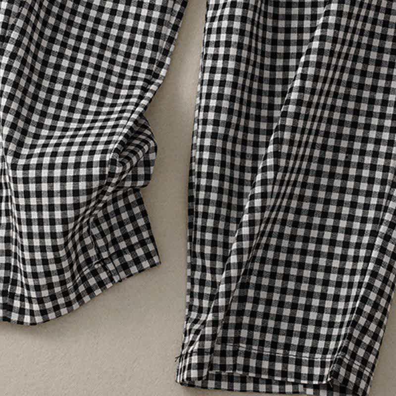 Buddha Stones Summer Plaid Elastic Waist Cropped Women's Tapered Pants With Pockets - image 13