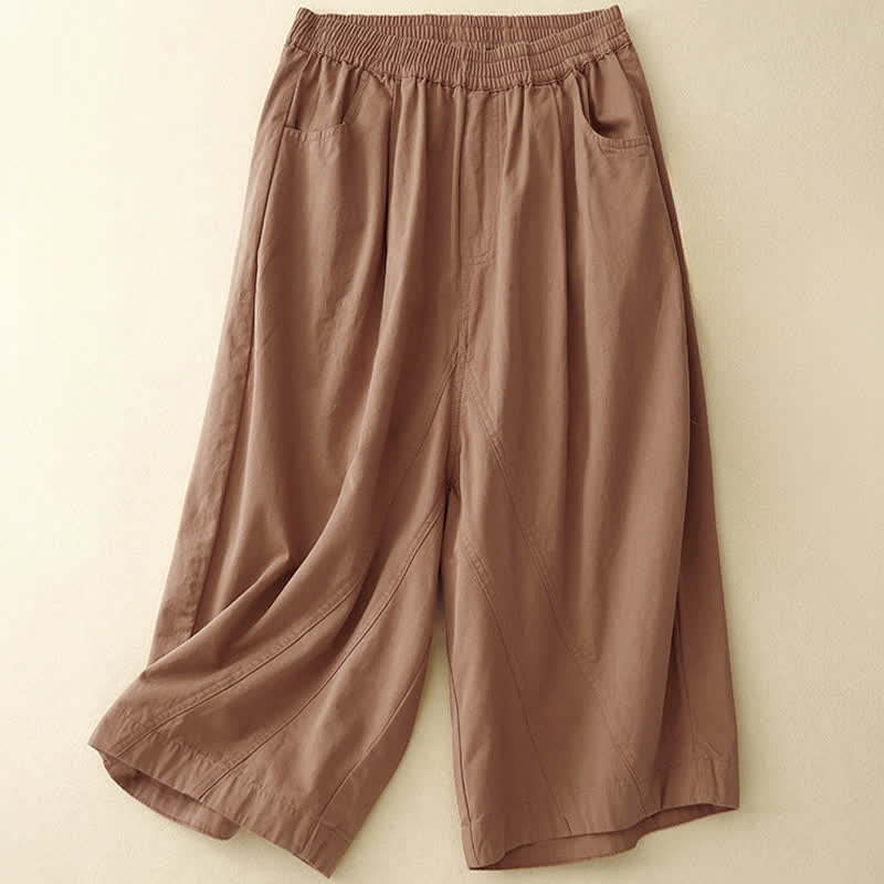 Buddha Stones Summer Cotton Elastic Waist Women's Half Pants With Pockets - DarkSalmon - US8-10,UK/AU12-14,EU40-42 (2XL) - image 14