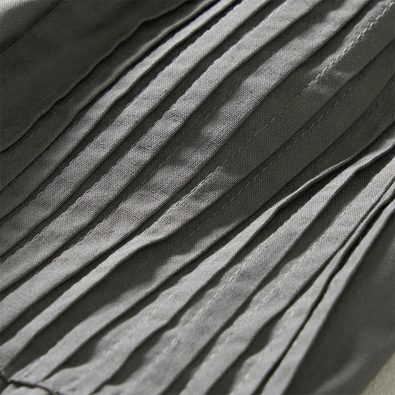 Buddha Stones Summer Pleated Design Elastic Waistband Cropped Women's Wide Leg Pants With Pockets - image 11