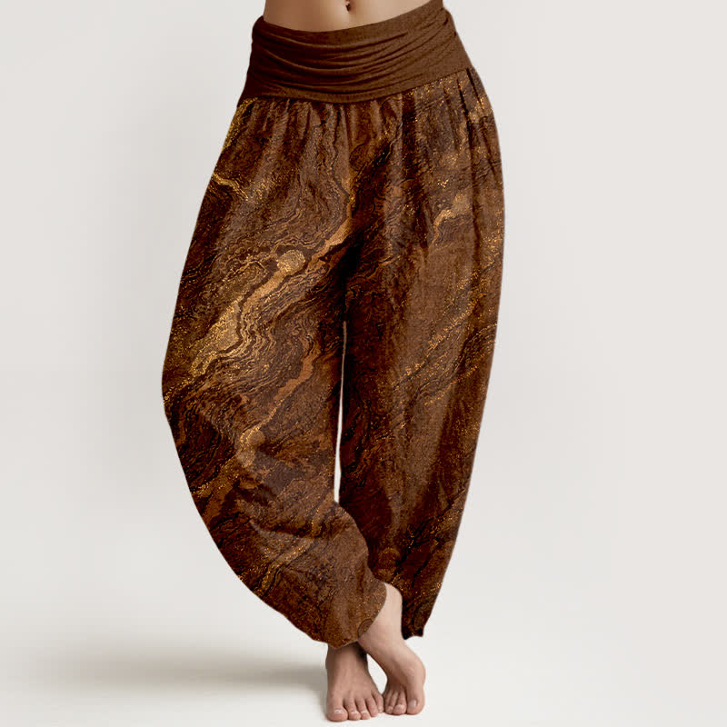 Buddha Stones Ripple High Elastic Waistband Women's Harem Pure Cotton Pants - Sienna - US16,UK/AU20,EU48 (3XL) - image 5