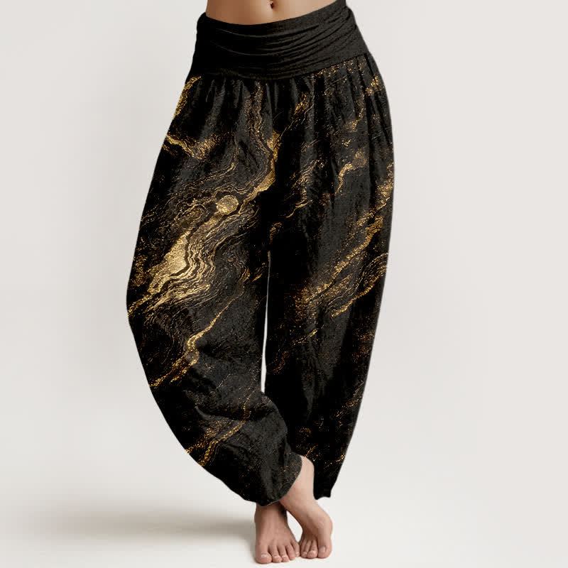 Buddha Stones Ripple High Elastic Waistband Women's Harem Pure Cotton Pants - Black - US16,UK/AU20,EU48 (3XL) - image 8