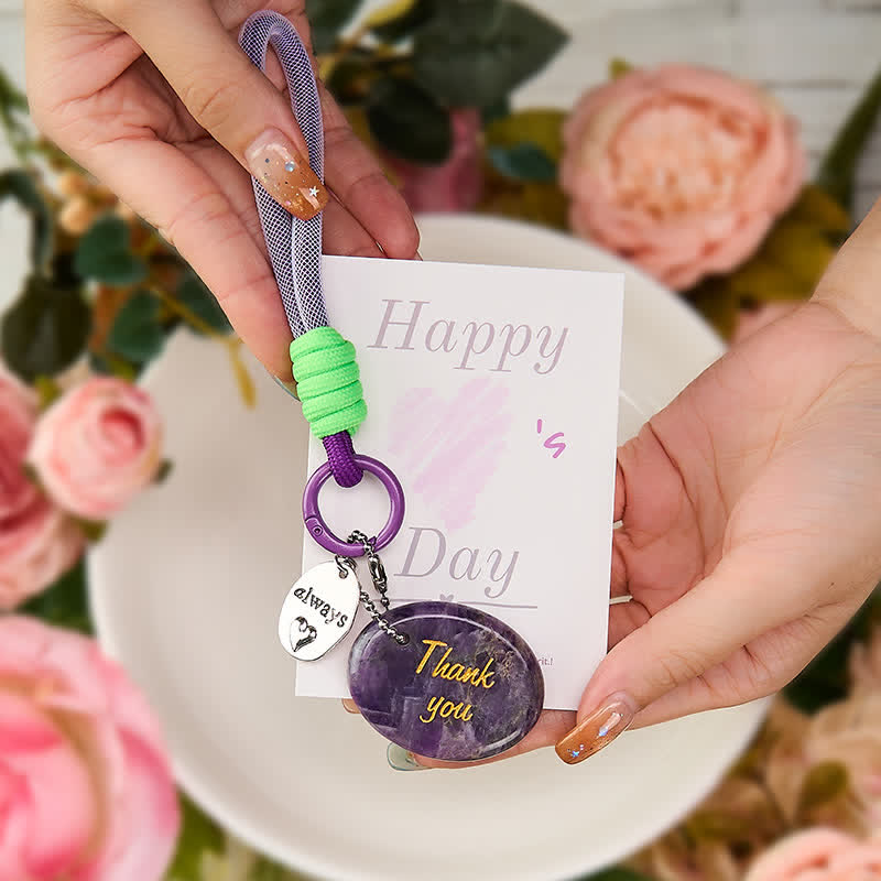 Buddha Stones Thank You Gifts Natural Amethyst Positive Key Chain Hanging Decoration - Amethyst(Spiritual Awareness♥Inner Peace) - image 0