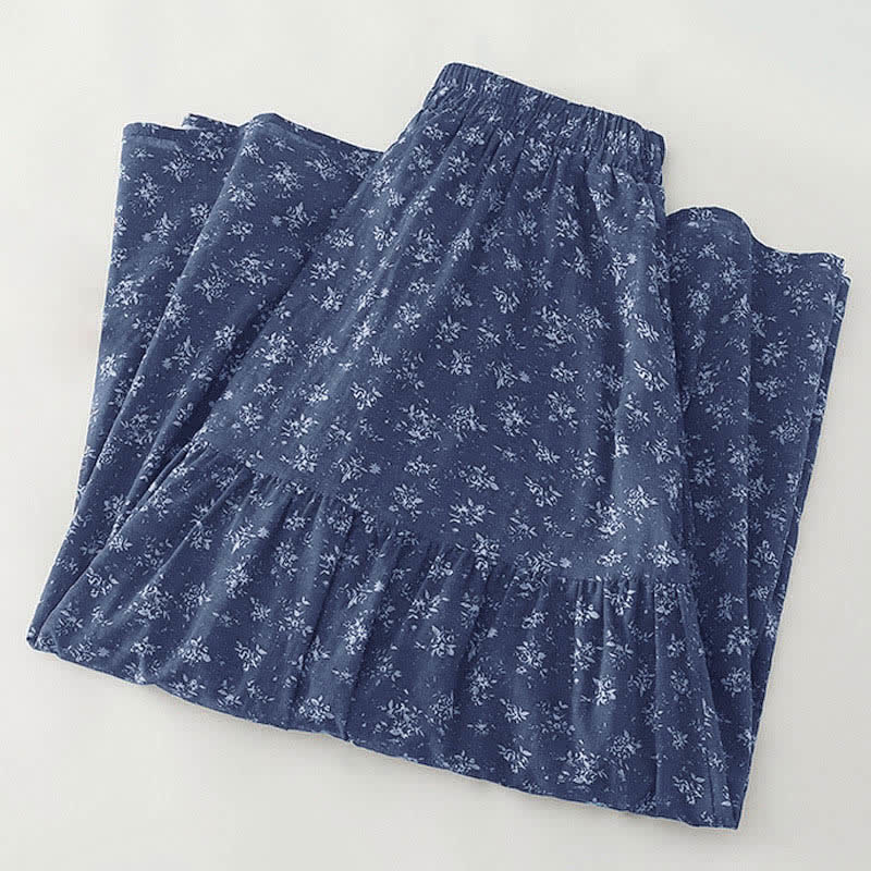Buddha Stones Floral Elastic Waist Ruffle Hem Women's Skirt - image 1
