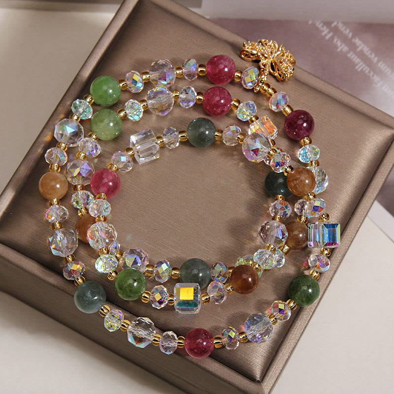 Buddha Stones Colorful Tourmaline Butterfly Wisdom Triple Wrap Bracelet - image 2