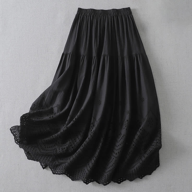 Buddha Stones Summer Boho Hollow Hem Design Solid Women's Skirts - Black - US8-10,UK/AU12-14,EU40-42 (2XL) - image 15