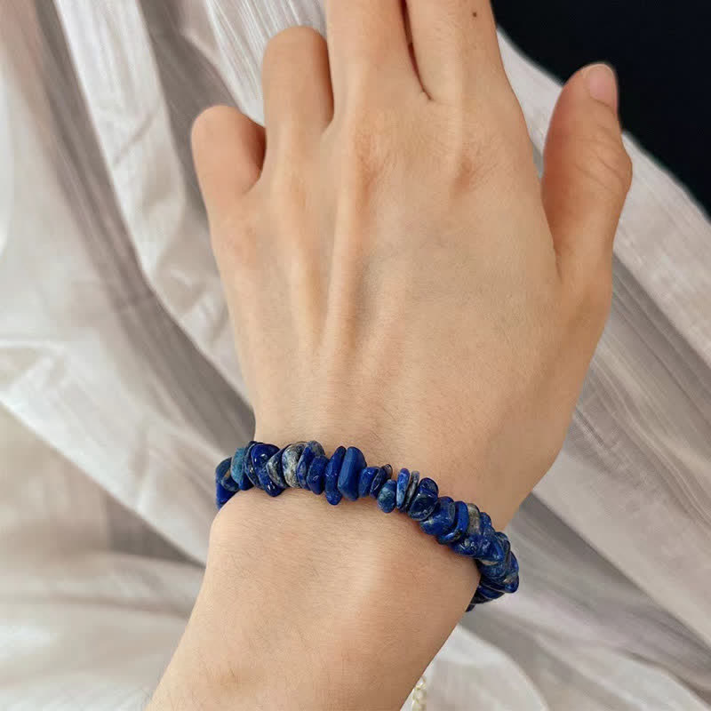 Buddha Stones Natural Irregular Design Lapis Lazuli Lazurite Positive Bracelet - image 9