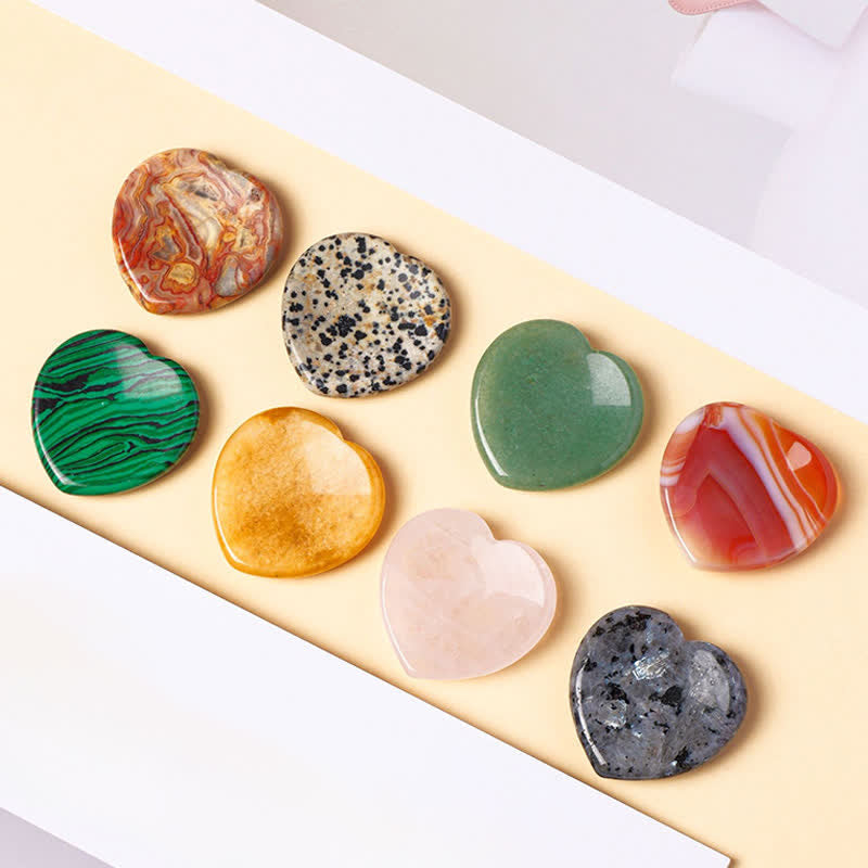 Buddha Stones Heart Worry Stone Opal Rose Quartz Motivation Crystal Decor 4*4*0.7cm - image 0