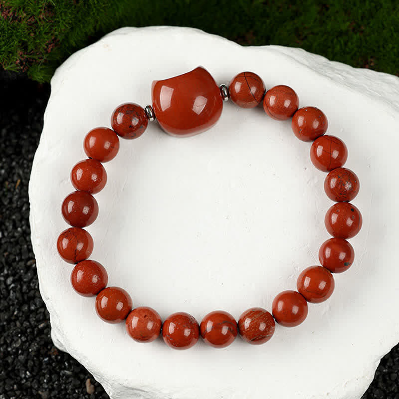 Buddha Stones Cute Cat Design Blue Lace Agate Clear Quartz Beaded Bracelet - Red Jasper(Wrist Circumference 15–16cm) - image 22