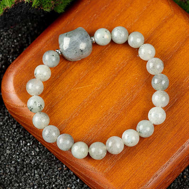Buddha Stones Cute Cat Design Blue Lace Agate Clear Quartz Beaded Bracelet - Labradorite(Wrist Circumference 15–16cm) - image 12