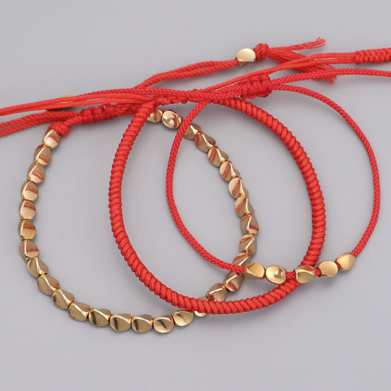 FREE Today: Luck and Strength 3Pcs Golden Copper Beads Red String Bracelet - image 1