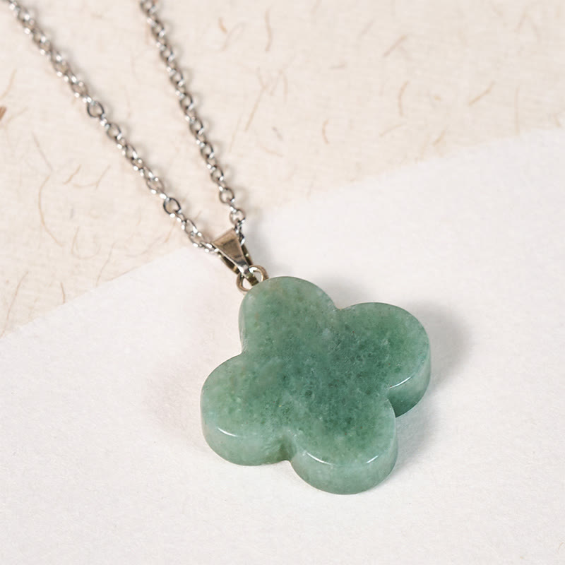 Buddha Stones Various Crystal Green Aventurine Black Obsidian Tiger Eye Plum Blossom Luck Necklace Pendant - image 2