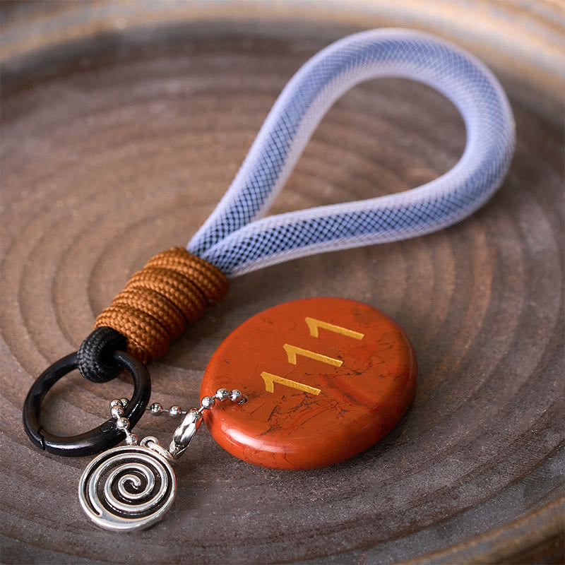 Buddha Stones "Embrace New Beginnings" 111 Angel Number Natural Red Jasper Key Chain Hanging Decoration Includes Gift Message Card - image 3