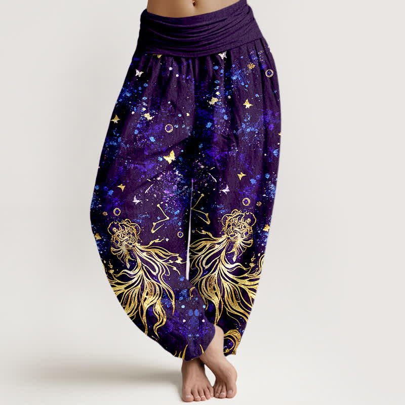 Buddha Stones Pure Cotton Celestial Galaxy Butterfly Pattern Women's Elastic Waist Harem Pants - DarkViolet - US16,UK/AU20,EU48 (3XL) - image 8