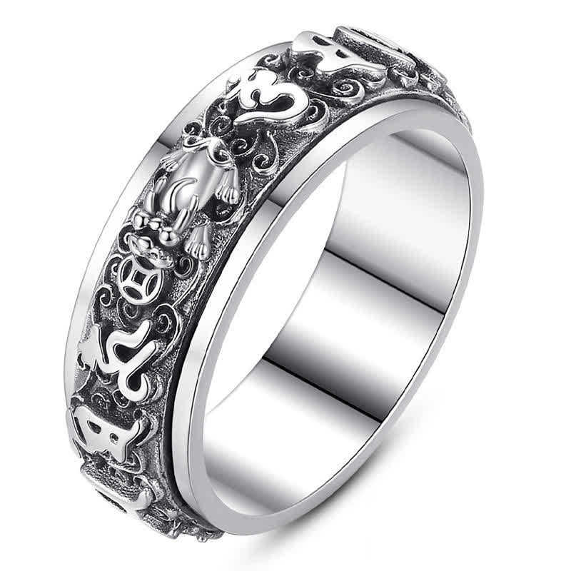Buddha Stones Pixiu Om Mani Padme Hum Copper Rotatable Ring - image 10