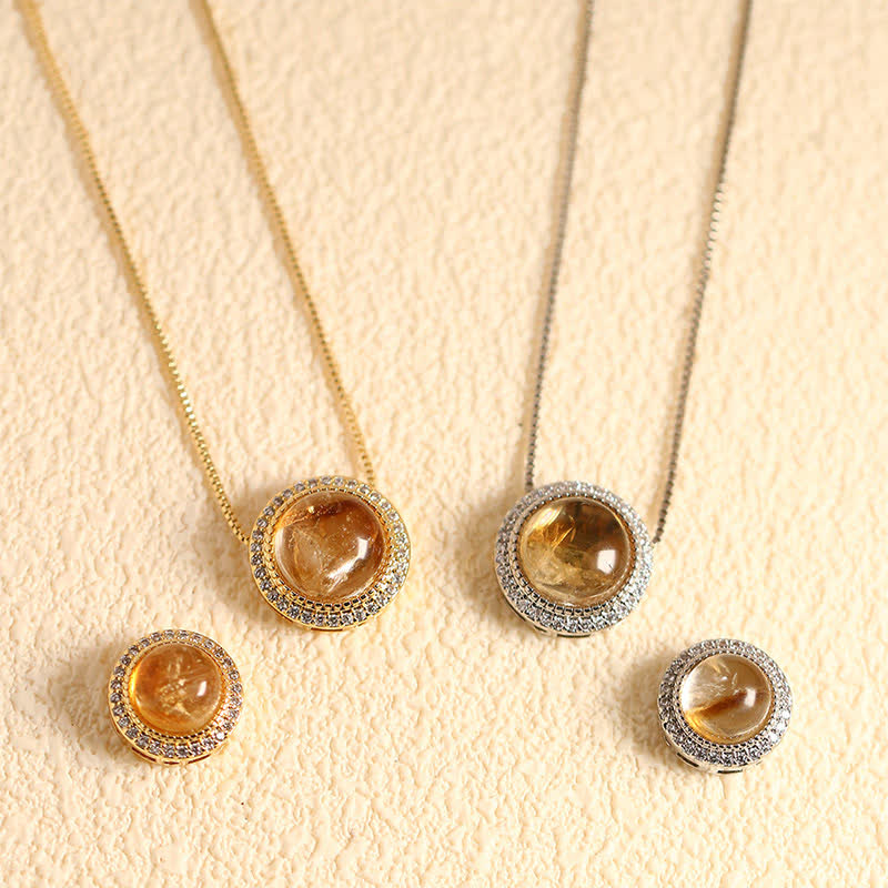 Buddha Stones Natural Rose Quartz Multiple Crystal Bead Inlay Healing Necklace - Natural Citrine(Color May Vary) - 10mm Bead Silvery Chain - image 20