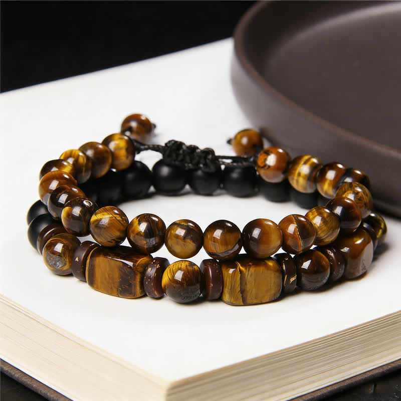FREE Today: Strength and Support 2Pcs Tiger Eye Hematite Square Double Wrap Beaded Bracelet - image 8