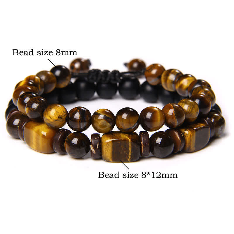 FREE Today: Strength and Support 2Pcs Tiger Eye Hematite Square Double Wrap Beaded Bracelet - 2Pcs Tiger Eye(Wrist Circumference:16–17 cm) - image 3