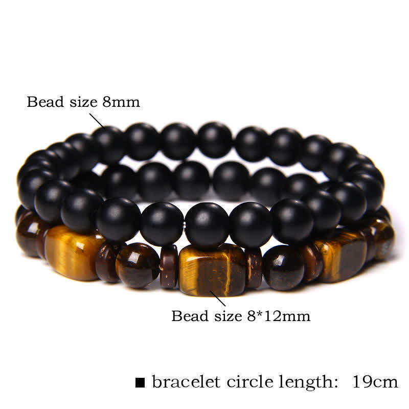 FREE Today: Strength and Support 2Pcs Tiger Eye Hematite Square Double Wrap Beaded Bracelet - 2Pcs Tiger Eye Black Glass(Wrist Circumference:16–17 cm) - image 4