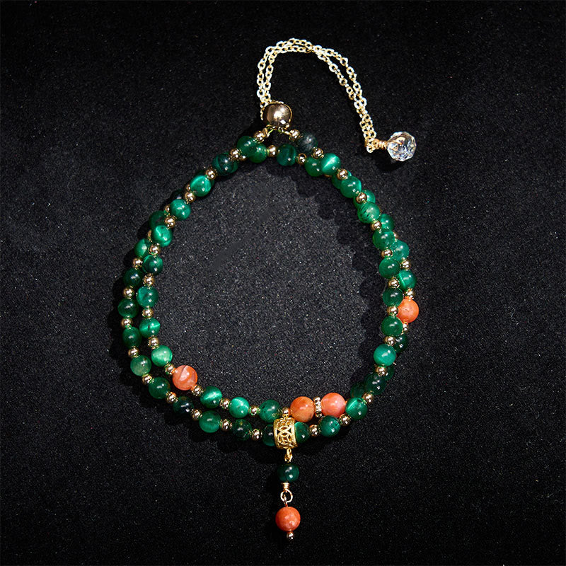 Buddha Stones Natural Green Tiger Eye Double Wrap Strength Bracelet - image 2
