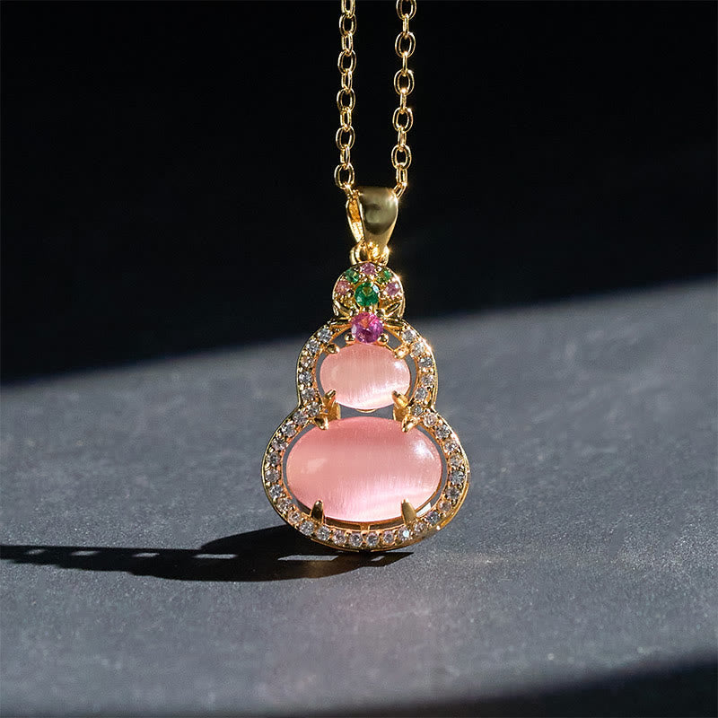 Buddha Stones Pink Chalcedony Gourd Optimism Necklace Pendant - image 7