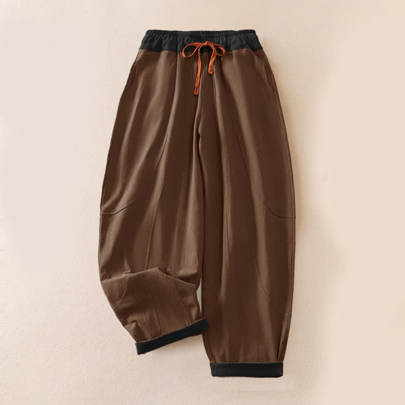 Buddha Stones Spring Casual Drawstring Solid Cotton Women's Harem Pants With Pockets - SaddleBrown - US16,UK/AU20,EU48 (3XL) - image 12