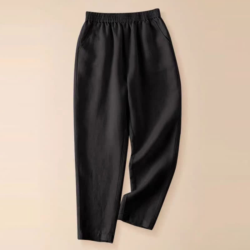 Buddha Stones Summer Casual Solid Women's Tapered Pants With Pockets - Black - US8-10,UK/AU12-14,EU40-42 (2XL) - image 27