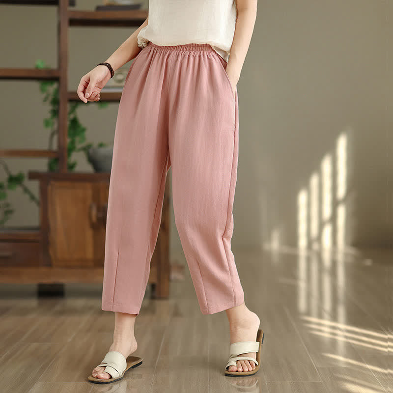 Buddha Stones Summer Casual Solid Women's Tapered Pants With Pockets - image 21