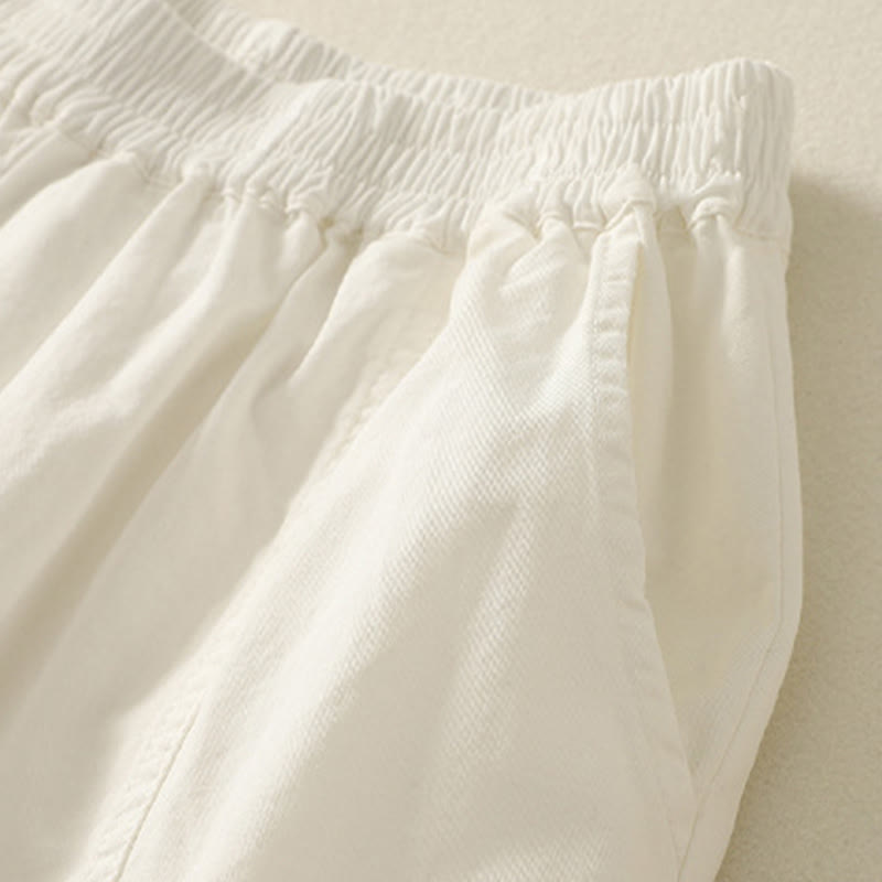 Buddha Stones Summer Casual Elastic Waist Solid Women's Tapered Pants With Pockets - image 14