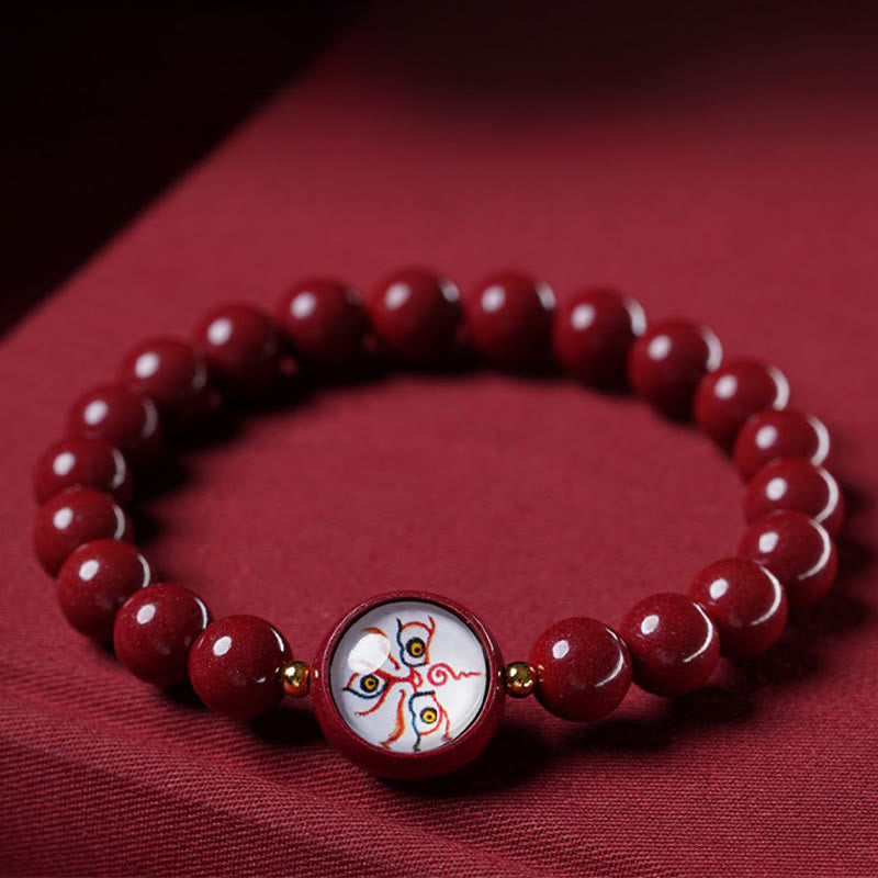 Buddha Stones Natural Cinnabar Five Directions Gods Of Wealth Blessing Bracelet - image 8