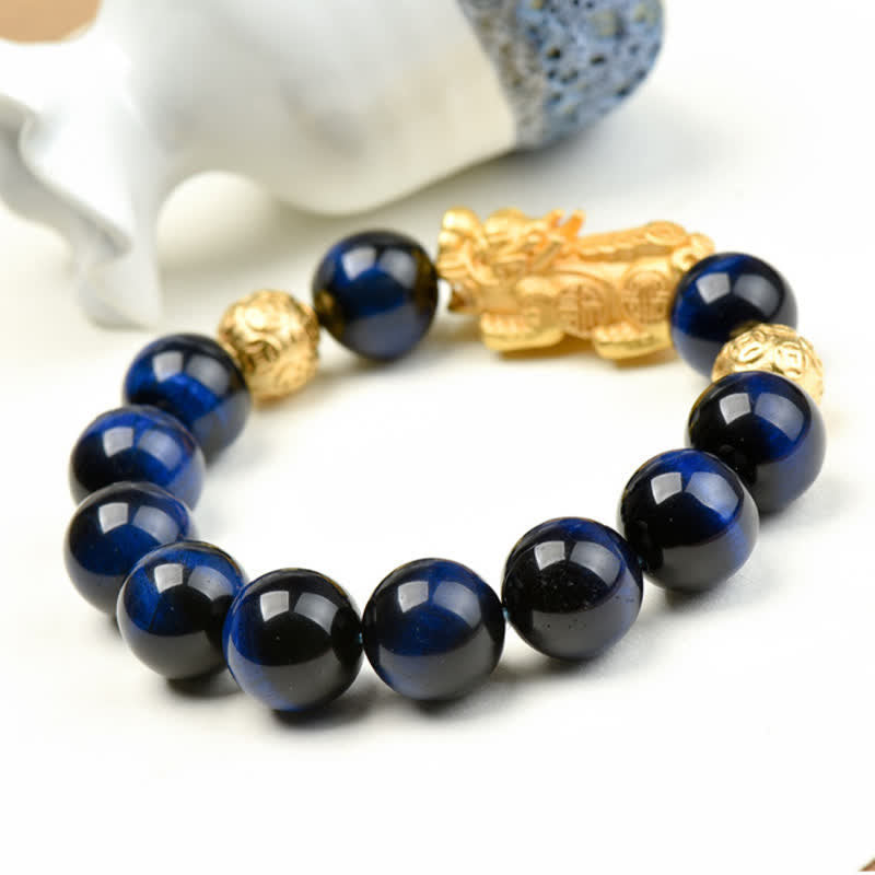 Buddha Stones Natural Tiger Eye Pixiu Fu Character Om Mani Padme Hum Bead Courage Bracelet - image 21