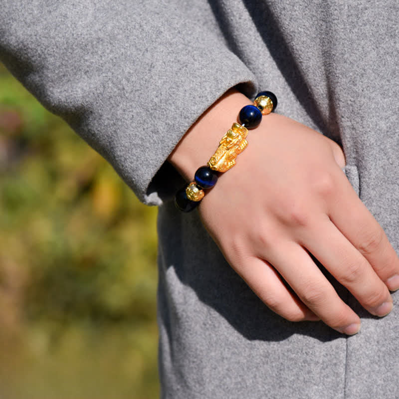 Buddha Stones Natural Tiger Eye Pixiu Fu Character Om Mani Padme Hum Bead Courage Bracelet - image 22