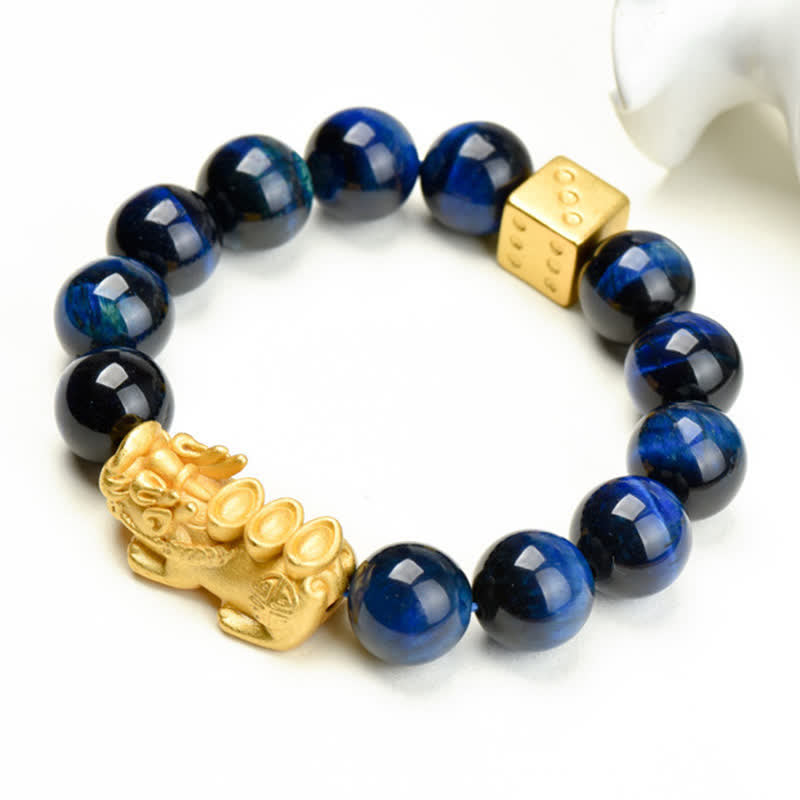 Buddha Stones Natural Tiger Eye Pixiu Fu Character Om Mani Padme Hum Bead Courage Bracelet - image 25