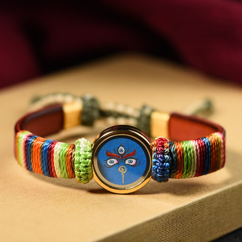 Buddha Stones Tibetan Five Directions Gods Of Wealth Buddha Eye Blessing Bracelet - Blue Jambhala Eye(Wrist Circumference 15-24cm) - image 13