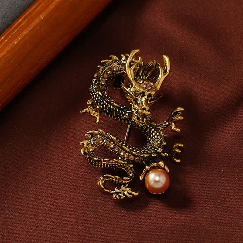 Buddha Stones Domineering Dragon Pearl Strength Brooch - image 1